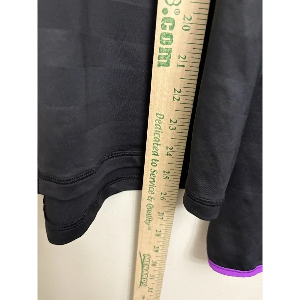 RLX Ralph Lauren Mens XL Black Striped Quarter Zip Golf Pullover Purple Trim